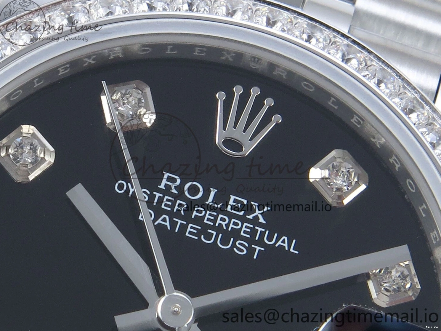 MiroTime 0205 Vibrant DateJust 31 278384RBR ARF 1:1 Best Edition 904L Steel Black Diamonds Dial Diamonds Bezel on SS Jubilee Bracelet ETA 457